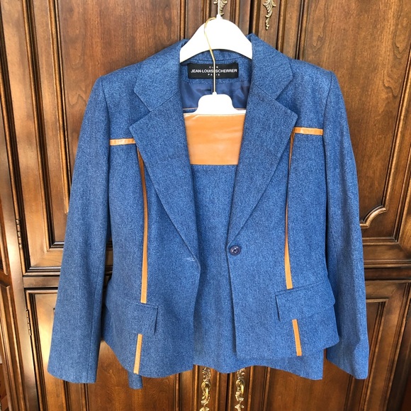 Jean-Louis Scherrer  Denim and Leather Suit - Picture 3 of 8